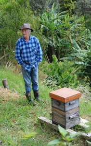 Bryan Divers of Mamaki with one of his Warre beehives.